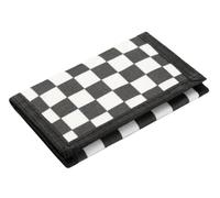 Portefeuille à trois volets, noir et blanc, taille compacte 23,88 x 8,89 x 1,02 cm, fermeture éclair solide, accessoire de voyage léger pour enfants et adultes