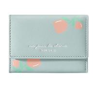 Portefeuille à trois volets pour femme avec imprimé floral en polyuréthane pour cartes courtes, bleu, Taille unique