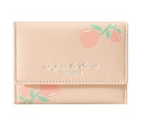 Portefeuille à trois volets pour femme avec imprimé floral en polyuréthane pour cartes courtes, rose, Taille unique