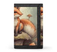 Portefeuille à trois volets pour homme, motif renard dans les bois, porte-monnaie fin avec pince à billets et porte-cartes de crédit avec 8 emplacements pour cartes, Renard dans les bois, Taille