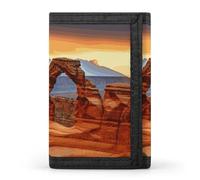 Portefeuille à trois volets pour homme, musée du Louvre à Paris, porte-monnaie fin avec pince à billets et porte-cartes de crédit avec 8 emplacements pour cartes, Arches National Park, Taille unique