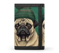 Portefeuille à trois volets pour homme, musée du Louvre à Paris, porte-monnaie fin avec pince à billets et porte-cartes de crédit avec 8 emplacements pour cartes, Deux carlins portant des chapeaux