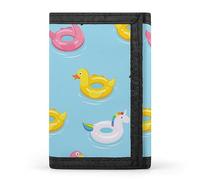Portefeuille à trois volets turquoise avec motifs de canards gonflables, flamants roses, licornes et zèbres, élé porte-monnaie avec porte-clés, porte-cartes de crédit pour factures, reçus, femmes