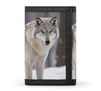 Portefeuille à trois volets Wolf in the Snow pour homme et femme - Portefeuille fin à trois volets avec poche avant | Portefeuille polyvalent avec 8 porte-cartes de crédit, style, taille unique, Style