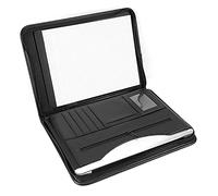 Portefeuille A4 à fermeture éclair et dossier de conférence d'affaires avec construction en cuir PU pour le stockage de documents - Comprend une calculatrice et un bloc de papier