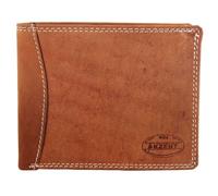 Portefeuille - AKZENT - Amid - cuir véritable marron - format horizontal compact - coutures blanches