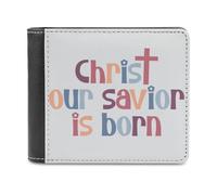 Portefeuille avec Citation « Christ Notre Sauveur est n頻 | Portefeuille chrétien en Cuir PU pour Hommes et Femmes | Cadeau inspirant pour Les croyants