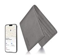 Portefeuille avec tracker pour homme, fonctionne avec Apple Find My App (iOS uniquement), portefeuille Air Tag, portefeuille intelligent pour homme avec traqueur GPS, blocage RFID à deux volets