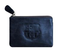 Portefeuille Barcelona FC en cuir véritable | Portefeuille compact avec blason gravé du club | Portefeuille officiel pour homme | Plusieurs compartiments pour cartes et billets | Cadeau Culé (bleu)