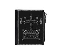 Portefeuille Baron Samedi Voodoo Veve (Blanc)_4238 Compact En Simili-Cuir Pu Porte-Cartes Avec Fermeture Éclair Multi-Poches Unisexe Homme Femme Ad