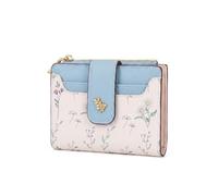 Portefeuille bleu pour femme, sac à cartes compact à deux volets avec poche zippée sécurisée pour pièces de monnaie et fenêtre d'identification rapide, silhouette fine pour une organisation