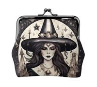 Portefeuille bohème avec sorcière magique pour femme, porte-monnaie petite pochette pour femme, adapté pour les femmes, élégant et personnalisé, noir, One Size, Art déco