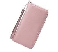 Portefeuille camionneur en cuir pour femme - Avec blocage RFID - Fermeture éclair autour - Porte-carte de crédit - Portefeuille pour téléphone - Long poème en cuir (PK2, taille unique)