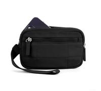 Portefeuille carré plissé avec dragonne en PVC transparent, imperméable, en polyester, pour cartes, espèces, sac de rangement léger (noir)