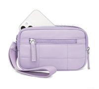 Portefeuille carré plissé avec dragonne en PVC transparent, sac de rangement léger en polyester imperméable, pour cartes, espèces, violet