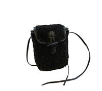 Portefeuille carré portable, doux et mignon, pour sac à bandoulière d'hiver en fausse fourrure d'agneau pour femme et sac à bandoulière en fausse fourrure, Noir , Taille unique