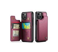 Portefeuille CaseMe Coque pour iPhone 13 Bicelle Etui Antichoc Mince Titulaire De La Carte Blocage RFID Cuir PU ZURSANA Rouge