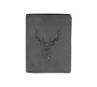Portefeuille Cerf Cuir vintage, RFID Blocage, 3 volets avec pression, carte, permis, identité et monnaie - Idée cadeau-Noir