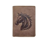 Portefeuille Cheval Cuir vintage, RFID Blocage, 3 volets avec pression, carte, permis, identité et monnaie - Idée cadeau - Marron