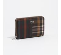 Portefeuille ciré moyen tartan chocolat vert UN