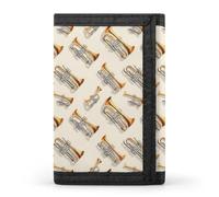 Portefeuille classique à imprimé musique trompette pour homme, 8 fentes pour cartes, mince, minimaliste, poche avant, petits portefeuilles pliables pour homme