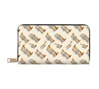 Portefeuille classique avec imprimé musique trompette pour femme, portefeuille à deux volets en cuir, portefeuille long pour femmes