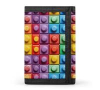 Portefeuille coloré à imprimé texture bloc de construction pour homme, petit portefeuille à deux volets pour homme, 8 porte-cartes de crédit, mince et minimaliste poche avant