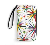 Portefeuille coloré en forme de feu d'artifice en cuir imprimé avec dragonne pour homme et femme, formes de feux d'artifice colorées, 19,8 x 10,4 x 2,5 cm, moderne, Formes de feux d'artifice colorées,