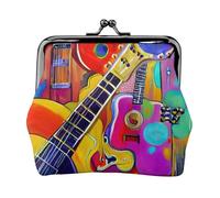 Portefeuille coloré pour guitare acoustique et guitare pour femme, porte-monnaie pour femme, petit portefeuille pour femme, élégant et personnalisé, noir, One Size, Art déco