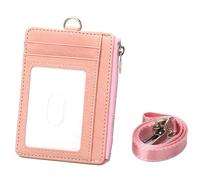Portefeuille compact avec blocage et poche zippée en cuir synthétique pour pièces de monnaie avec cordon amovible et porte-badge multifonction, C, With lanyard, Beauté de masse