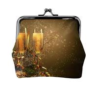 Portefeuille compact en cuir avec fermeture à glissière et ruban couleur champagne, porte-monnaie pour femme, cadre en fer, portefeuille compact
