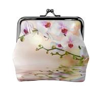 Portefeuille compact en cuir avec fermeture à glissière pour femme avec cadre en fer Blanc dans l'étang