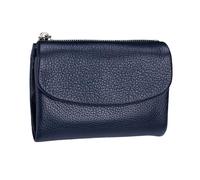 Portefeuille compact en cuir de vachette souple pour femme avec organiseur RFID - Petit sac à main élégant pour la vie quotidienne et le bureau (bleu foncé, taille unique)