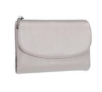 Portefeuille compact en cuir de vachette souple pour femme avec organiseur RFID, petit sac à main élégant pour le quotidien, le bureau (gris clair, taille unique)