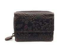 Portefeuille compact en cuir véritable pour homme et femme - Petit portefeuille avec protection RFID, 2 compartiments à billets, compartiment à monnaie zippé, cuir véritable, Marron floral., s