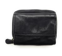 Portefeuille compact en cuir véritable pour homme et femme - Petit portefeuille avec protection RFID, 2 compartiments à billets, compartiment à monnaie zippé, cuir véritable, Cuir lavé noir, S