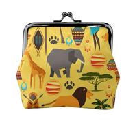 Portefeuille compact et polyvalent avec fermeture éclair Motif éléphant d'Afrique