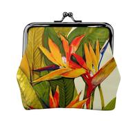 Portefeuille compact et polyvalent avec fermeture éclair Motif oiseau de paradis tropical