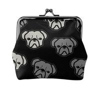 Portefeuille compact et polyvalent avec fermeture éclair Motif tête de bouledogue américain
