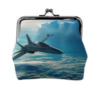 Portefeuille compact et polyvalent avec fermeture éclair pour femme Motif avions de chasse