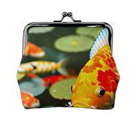 Portefeuille compact et polyvalent avec fermeture éclair pour femme Motif carpes koï