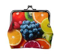 Portefeuille compact et polyvalent avec fermeture éclair pour femme Motif fruits arc-en-ciel