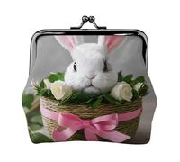Portefeuille compact et polyvalent avec fermeture éclair pour femme Motif lapin Rosette