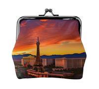 Portefeuille compact et polyvalent pour femme avec fermeture éclair Motif coucher de soleil de Las Vegas