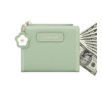 Portefeuille Compact pour Femme | Étui Portefeuille Multi-Cartes à Deux | Volets avec Poche zippée - Organiseur d'embrayage, Poche zippée, Sac à Main de capacité, Vert, Refer to Description
