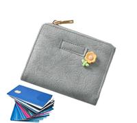 Portefeuille compact pour femme - Porte-cartes de crédit à deux volets avec poche zippée - Portefeuille à rabat de grande capacité avec fenêtre pour carte d'identité pour permis de conduire, espèces,