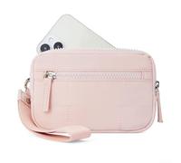 Portefeuille compact pour mini bracelet carré avec zone de visualisation en PVC transparent et matériau polyester imperméable pour un rangement sécurisé (rose)