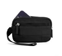 Portefeuille compact pour mini bracelet carré avec zone de visualisation en PVC transparent et matériau polyester imperméable pour un rangement sécurisé (noir)