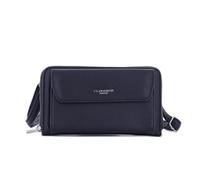 Portefeuille Compagnon Tout-en-un Avec Bandoulière - Porte-monnaie carte Similicuir Grainé Souple - Poche Pour Téléphone Portable 6.7 Pouces - Compatible Iphone 15 16 Pro - Pratique Stylé - Bleu