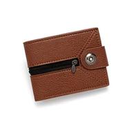 Portefeuille Compatible with homme en cuir à deux volets, élégant, simple, avec fermoir magnétique et fenêtre Compatible with carte d'identité, fermeture éclair, porte-cartes multiples(Brown)